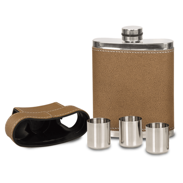 Drinkware - 7 oz. Leather Flask Kit - Image 4