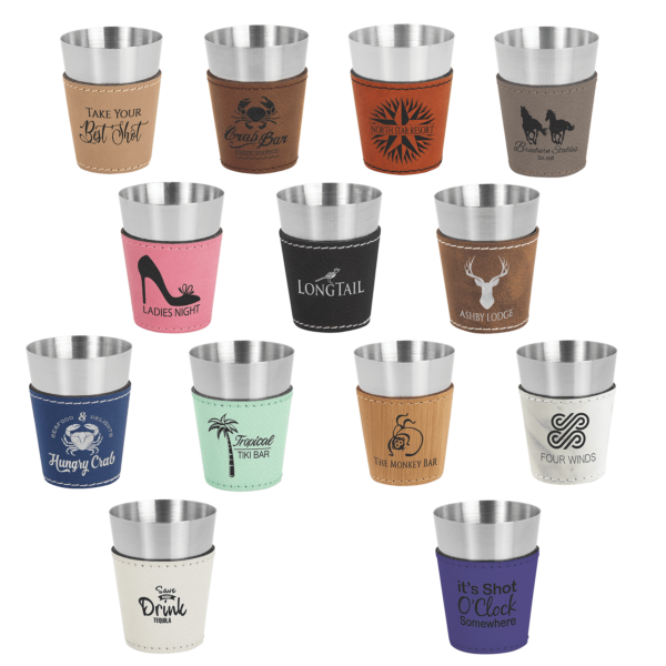 Drinkware - Laserable Leatherette Shot Glasses ®